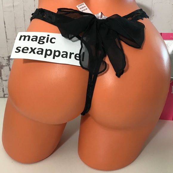 VS S M L LUXE EMBROIDERY BOW FLORAL THONG PANTY - Picture 2 of 2